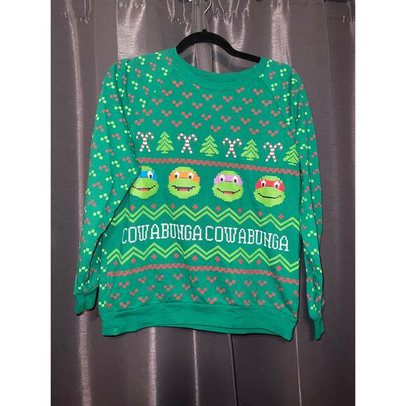 Ugly Christmas Sweatshirt Sweater Xmas Size Small Ninja Turtles - Picture 1 of 3